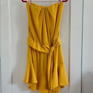 Halston Heritage Mustard Strapless Dress